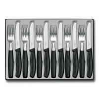 Victorinox 12 Piece Steak Knife & Fork Cutlery Set of 12pc Black