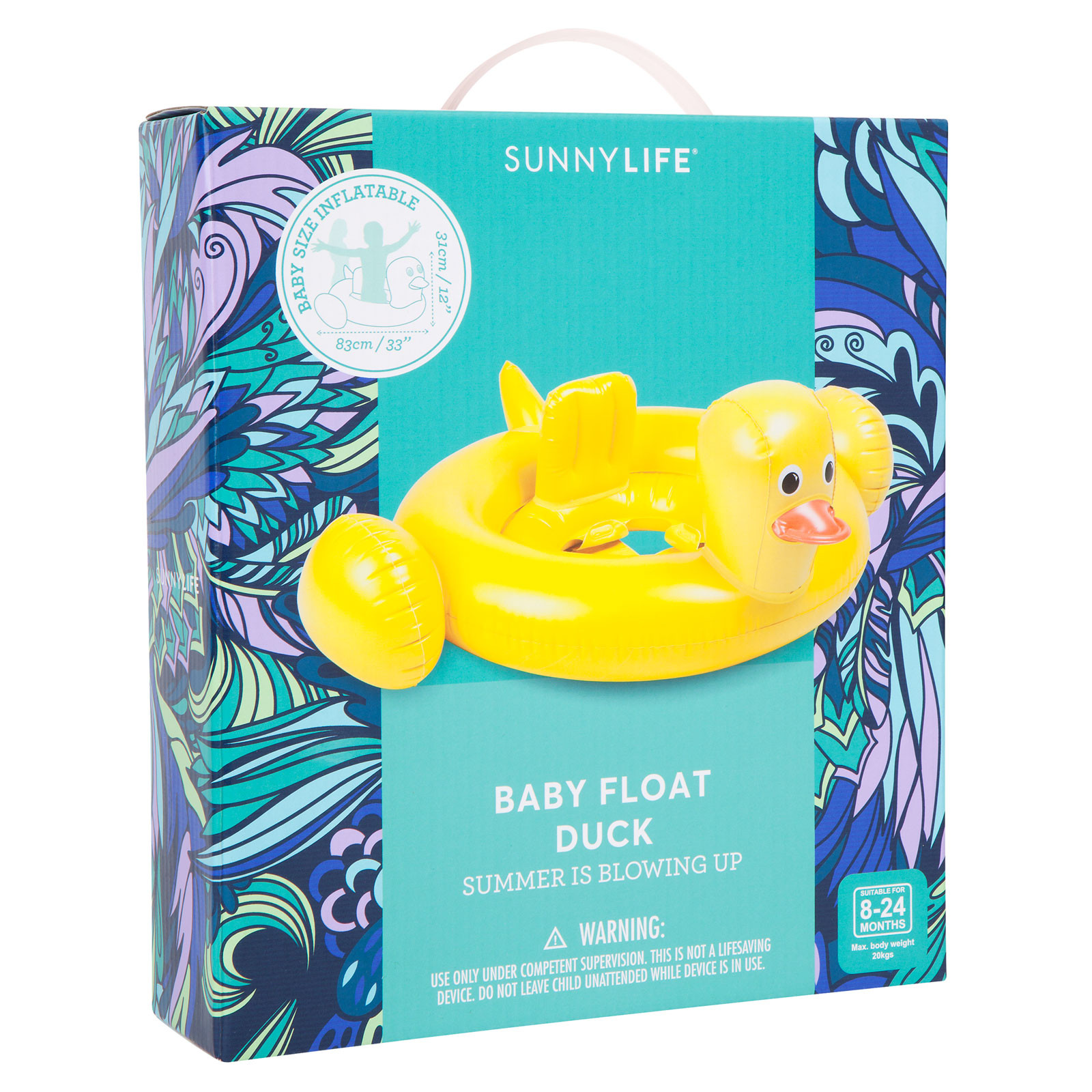 NEW SUNNYLIFE INFLATABLE BABY FLOAT DUCK RING AID POOL GARDEN SUMMER ...