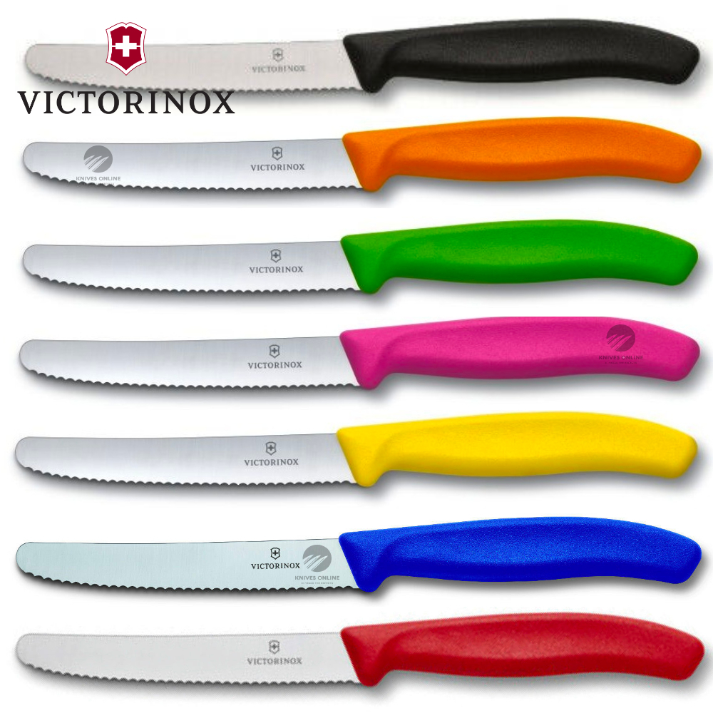 Victorinox Steak & Tomato Knife Pistol Grip 11cm Orange Set x 4 Knives