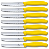 Victorinox Steak & Tomato Knife Pistol Grip 11cm Yellow Set x 8 Knives