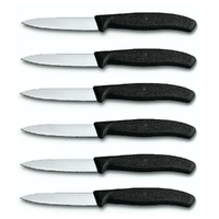 Victorinox Swiss Classic Paring 8cm Knife Pointed Blade Black 6.7603 - Set of 6