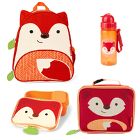 Skip Hop Zoo Backpack + Lunch Bag  + Lunch Box + Drink Bottle 4pc Set - Fox