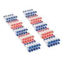 Leifheit Laundry Pegs 50 Piece | Soft Clipping Wide Handle Set Blue / Red | 2 x 25pc