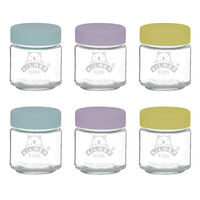 Kilner Kids 6pc Glass Jar Canister Baby Food Storage Set W/ Lid 110ml 