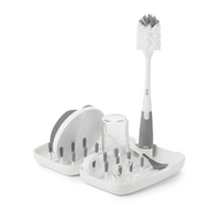 OXO Tot On the Go Drying Rack & Bottle Brush Set Grey Bottles Feeding Cups