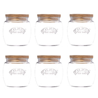 Kilner Universal Storage Jar with Acacia Lid 850ml Set of 6