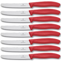 Victorinox Steak & Tomato Knife Pistol Grip 11cm Red Set x 8 Knives