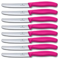 Victorinox Steak & Tomato Knife Pistol Grip 11cm Pink Set x 8 Knives