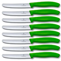 Victorinox Steak & Tomato Knife Pistol Grip 11cm Green Set x 8 Knives