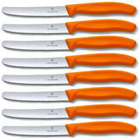 Victorinox Steak & Tomato Knife Pistol Grip 11cm Orange Set x 8 Knives