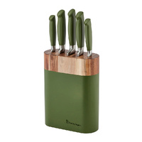 Stanley Rogers 6 Piece Acacia Olive Oval 6pc Knife Block Set