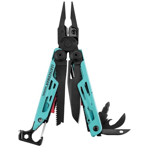  Leatherman Signal Aqua Stainless Steel Multi-Tool + Sheath | Fire Starter