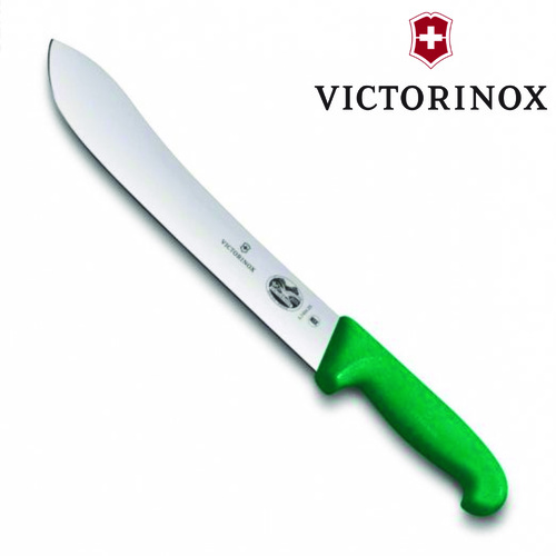 VICTORINOX 31CM FIBROX GREEN HANDLE CARVING BUTCHER KNIFE 5.7404.31