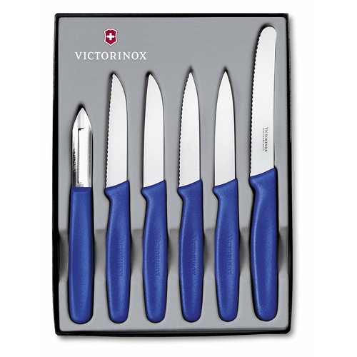 VICTORINOX 6 PIECE BLUE PARING KNIFE SET 5.1112.6