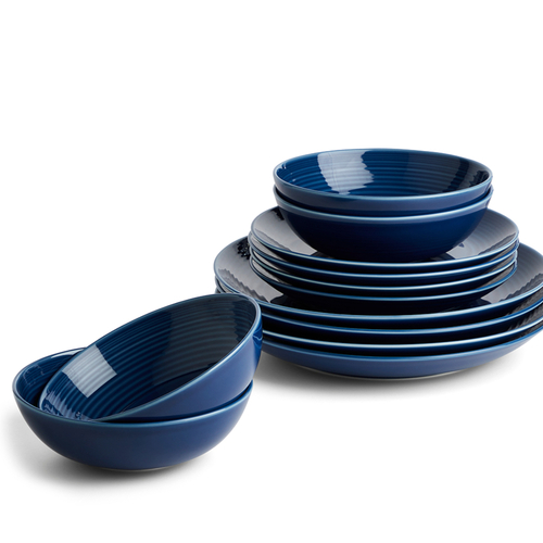 Royal Doulton Gordon Ramsay 12pc Dinner Stoneware Set of 12 | Denim Blue