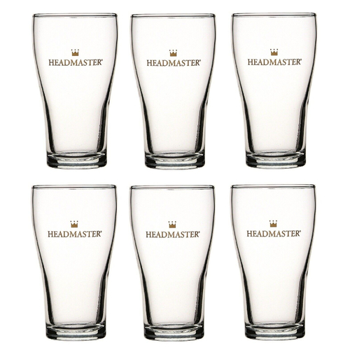 Crown Nucleated Headmaster Beer Conical Glasses 425ml | Set of 6