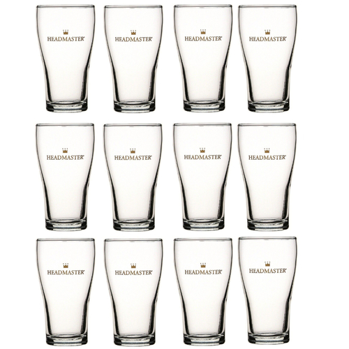 Crown Nucleated Headmaster Beer Conical Glasses 425ml | Set of 12