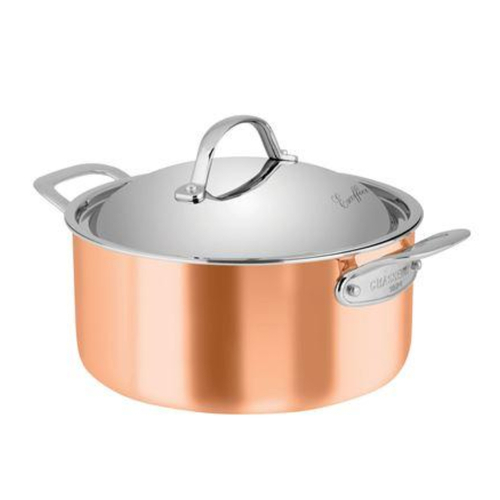 Chasseur Escoffier Induction Casserole Pot with Lid 24cm / 4L Copper