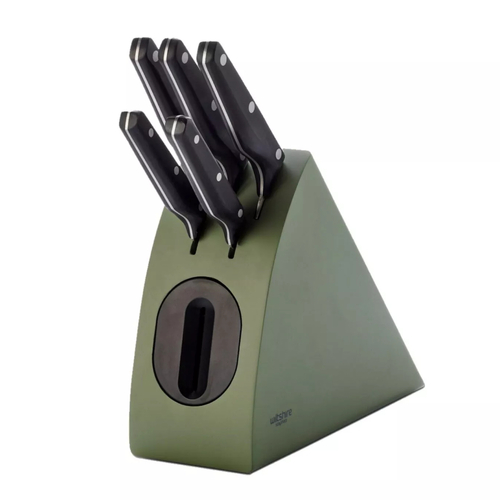 Wiltshire Staysharp Triple Rivet Radius 6pc Knife Block Set | Sage Green