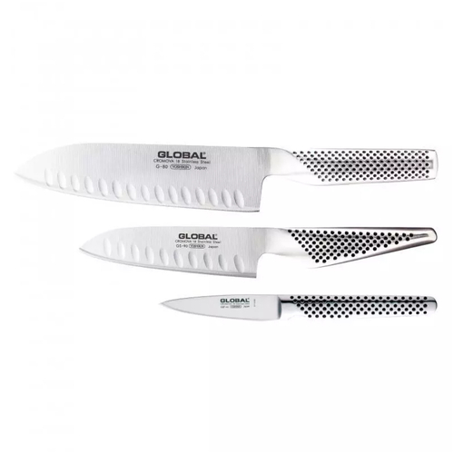 Global Classic Santoku Knife Set 3 Piece 