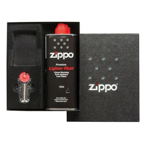 Zippo Regular Sized Empty Lighter Gift Box Set With Flints + Fluids