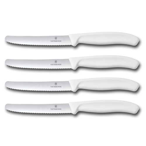 Victorinox Steak & Tomato Knife Pistol Grip 11cm White Set x 4 Knives