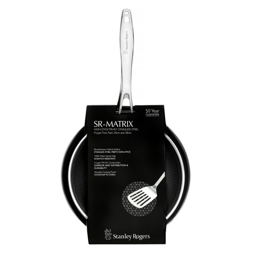 Stanley Rogers Matrix 24cm + 28cm Non-Stick 2pc Frypan Set | Suits Induction