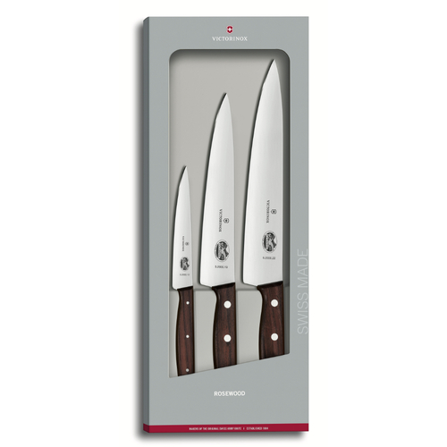 Victorinox 3 Piece Rosewood Carving Kitchen 3pc Knife Set Gift Box | 5.1050.3