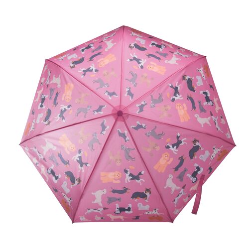 Dog Collection Umbrella - Lightweight Travel Compact & Foldable - 3 Designs - 5 x 7 x 35cm [Colour: Pink]